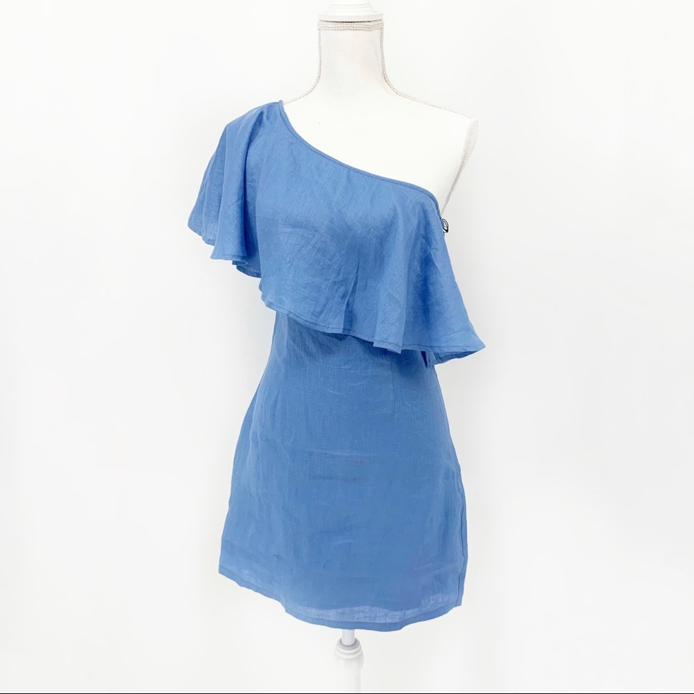 Revolve Capulet Chambray One-Shoulder Dress SZ SM - Picture 2 of 16